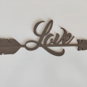 Love Arrow Wooden Wall Plaque - Grey