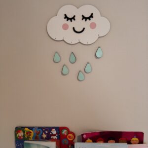 Sleepy Cloud Nordic Nursery Decor Wall Hanging with Rain Drops
