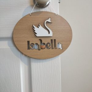 Laser Cut Kids Swan Door Hanging | By Dezign Gifts