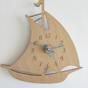 Sailboat Wooden Wall Clock for Nursery or Baby Room | By Dezign Gifts