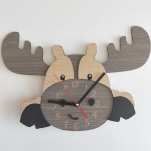 Moose Wooden Wall Clock for Nursery