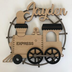 Personalised Laser cut Kids Name Plaque | Train Nursery Decor | By Dezign Gifts