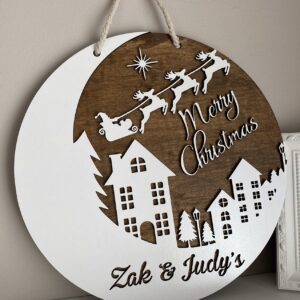 Merry Christmas rustic 3D wall hanger or sign