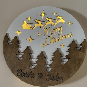 Light up Personalised Merry Christmas sign with names