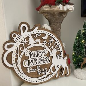 Light up 3D Custom Christmas door hanger | By Dezign Gifts